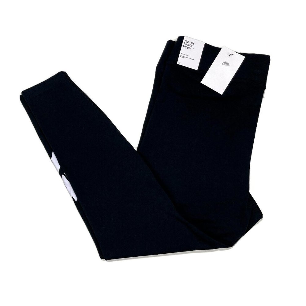 Nike Sportswear Women Essential Black/White High Waist Leggings DB6052-010 1X